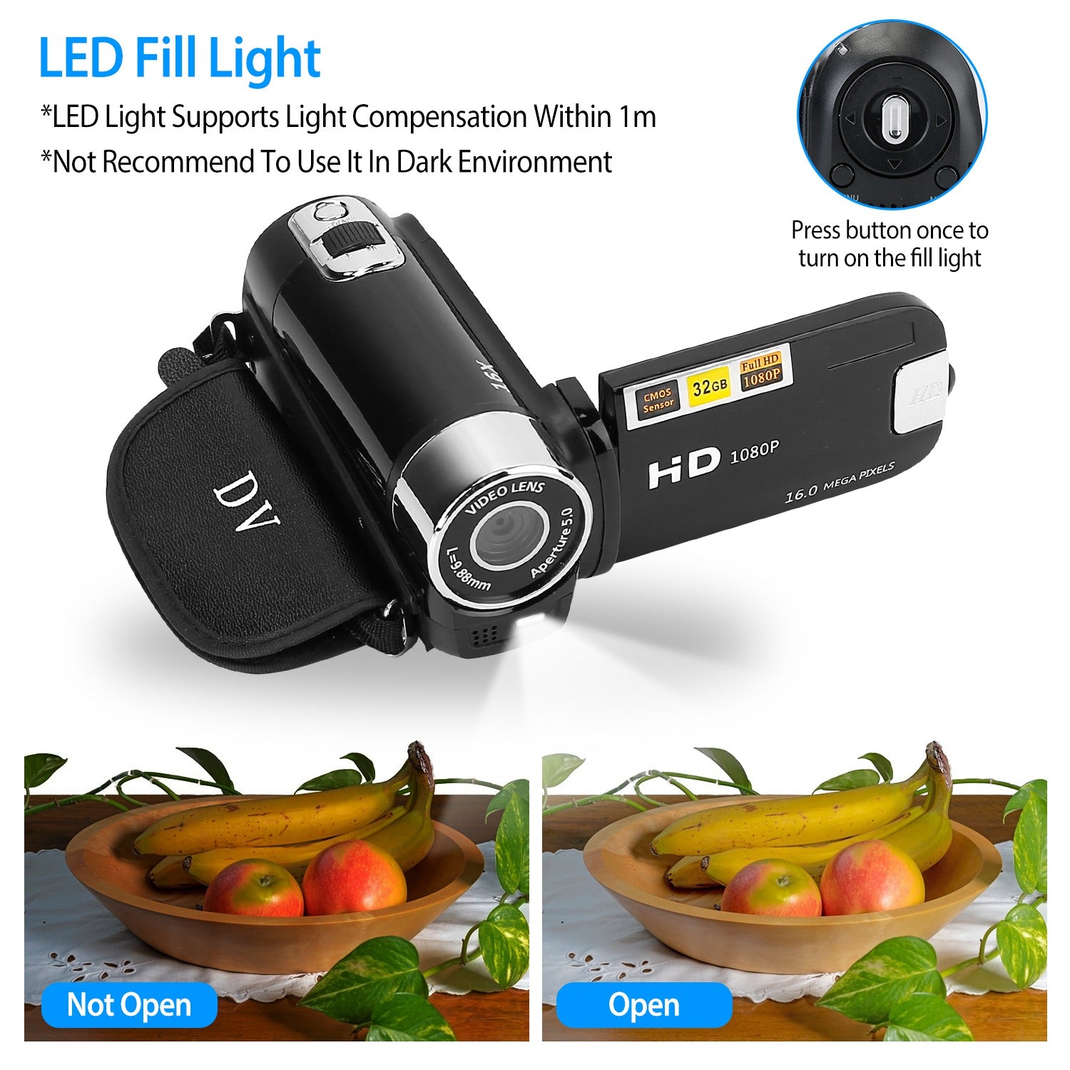 HD 1080P Digital Video Camcorder Zoom with Fill Light