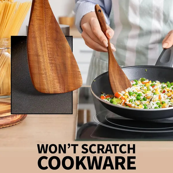 6-Piece Teak Wooden Cooking Spoon Set