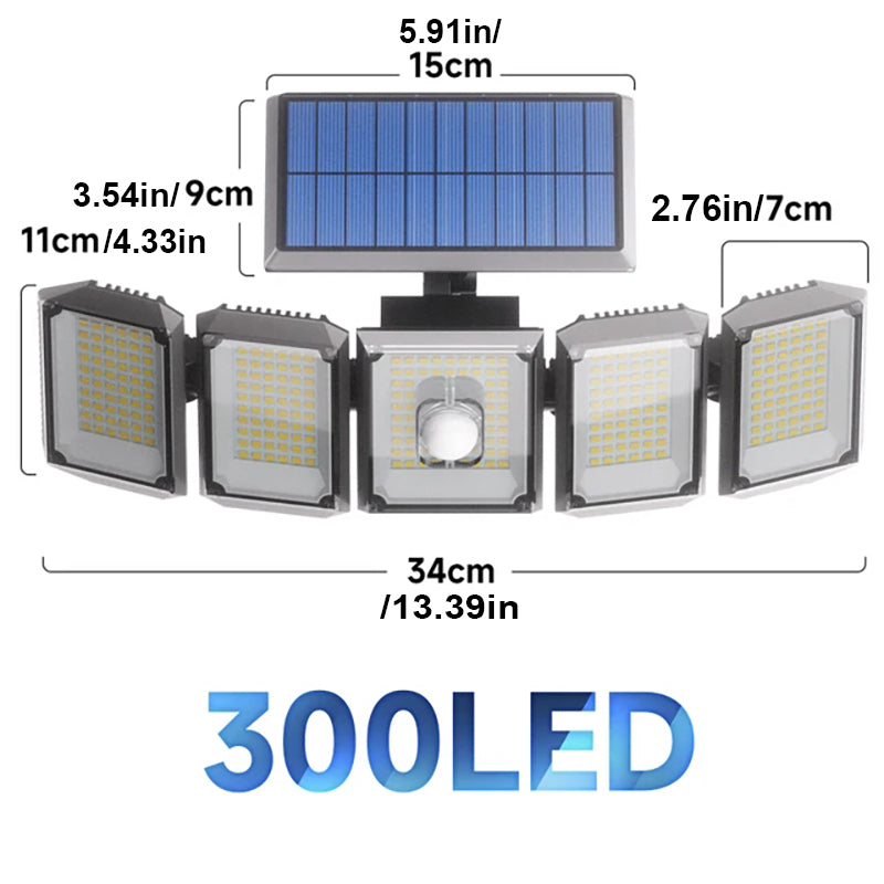 Ultra Bright Solar Street Light 5 Head Adjustable Waterproof LED