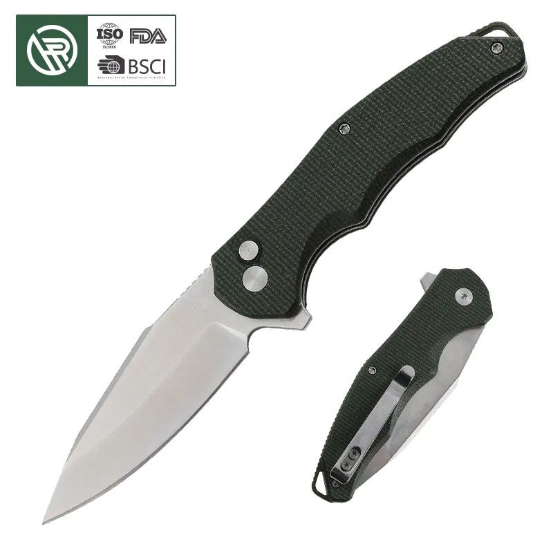 Premium Folding Pocket Knife with G10 Handle and Stainless Steel Blade