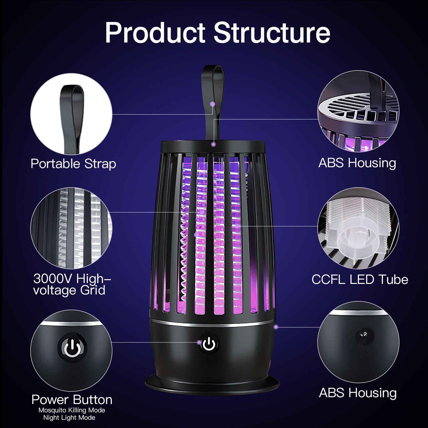 Rechargeable Mosquito Killer Lamp with UV Light Zapper