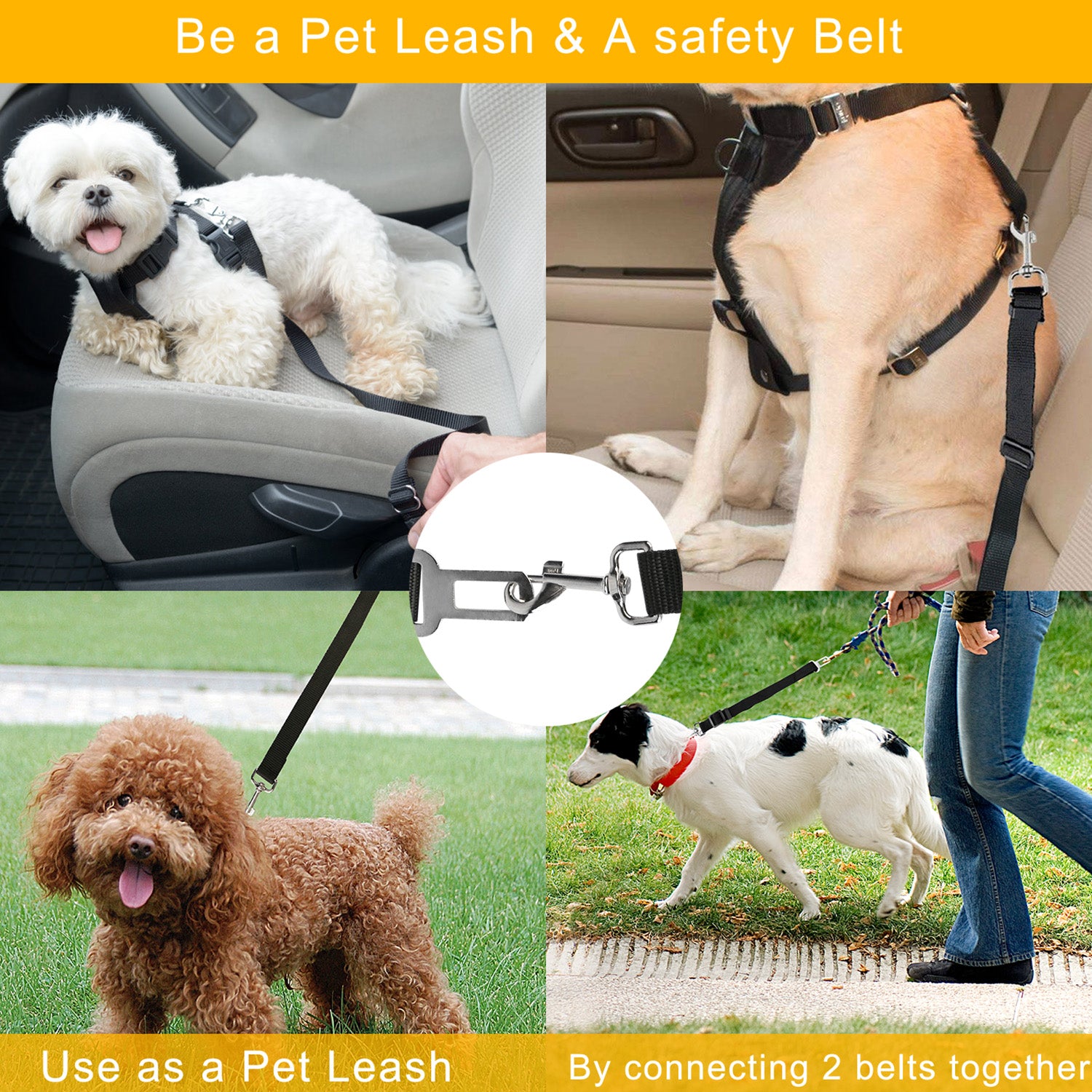 Secure Adjustable Pet Seat Belt Leash Set for Safe Car Travel