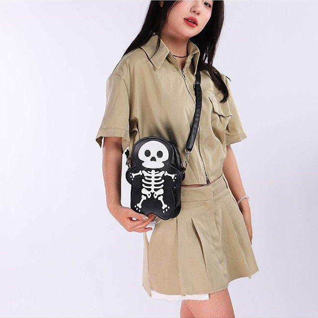 Halloween Skull Crossbody Bag Y2K Cute Shoulder Phone Bag For Women