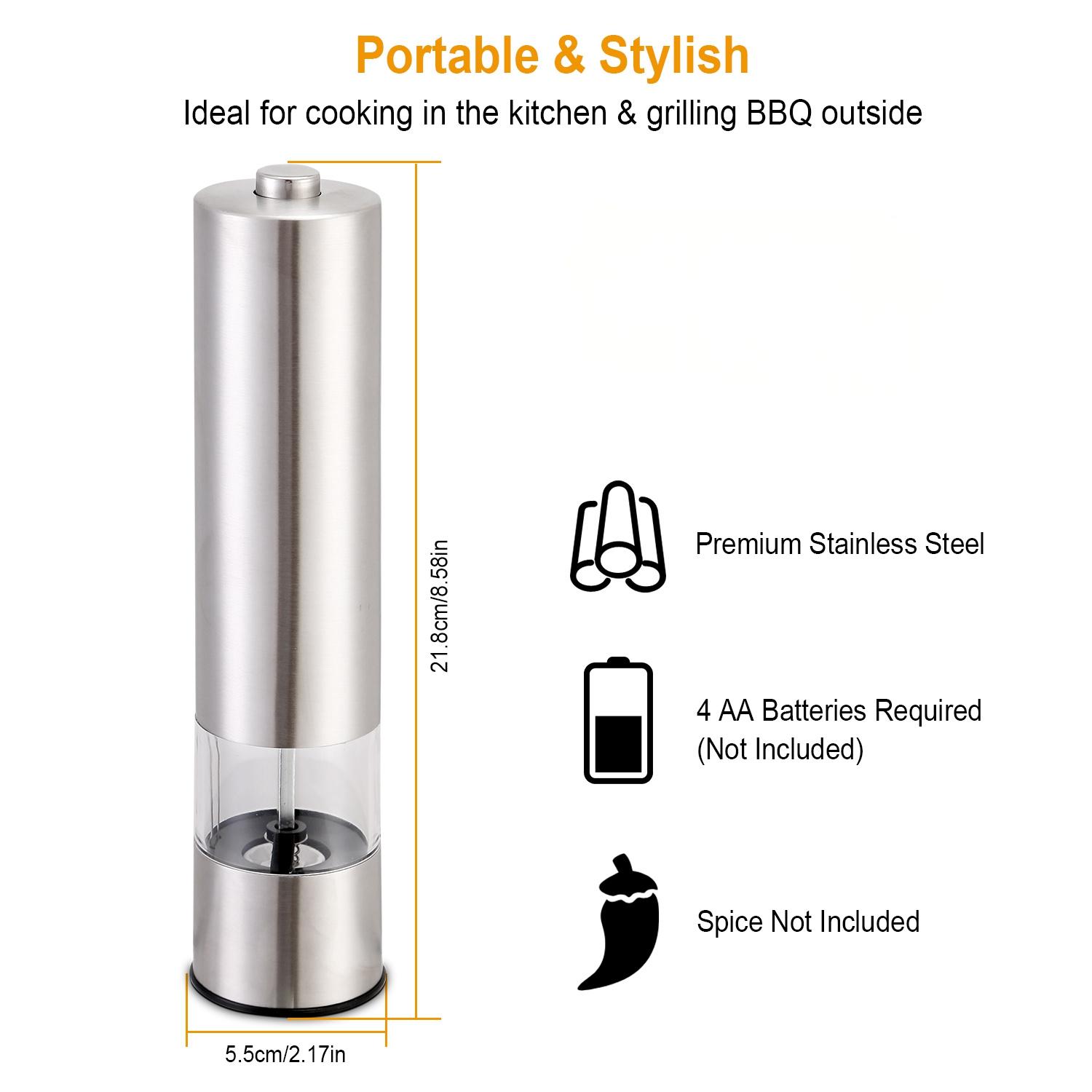 Electric Salt Pepper Grinder Adjustable Stainless Steel Mill