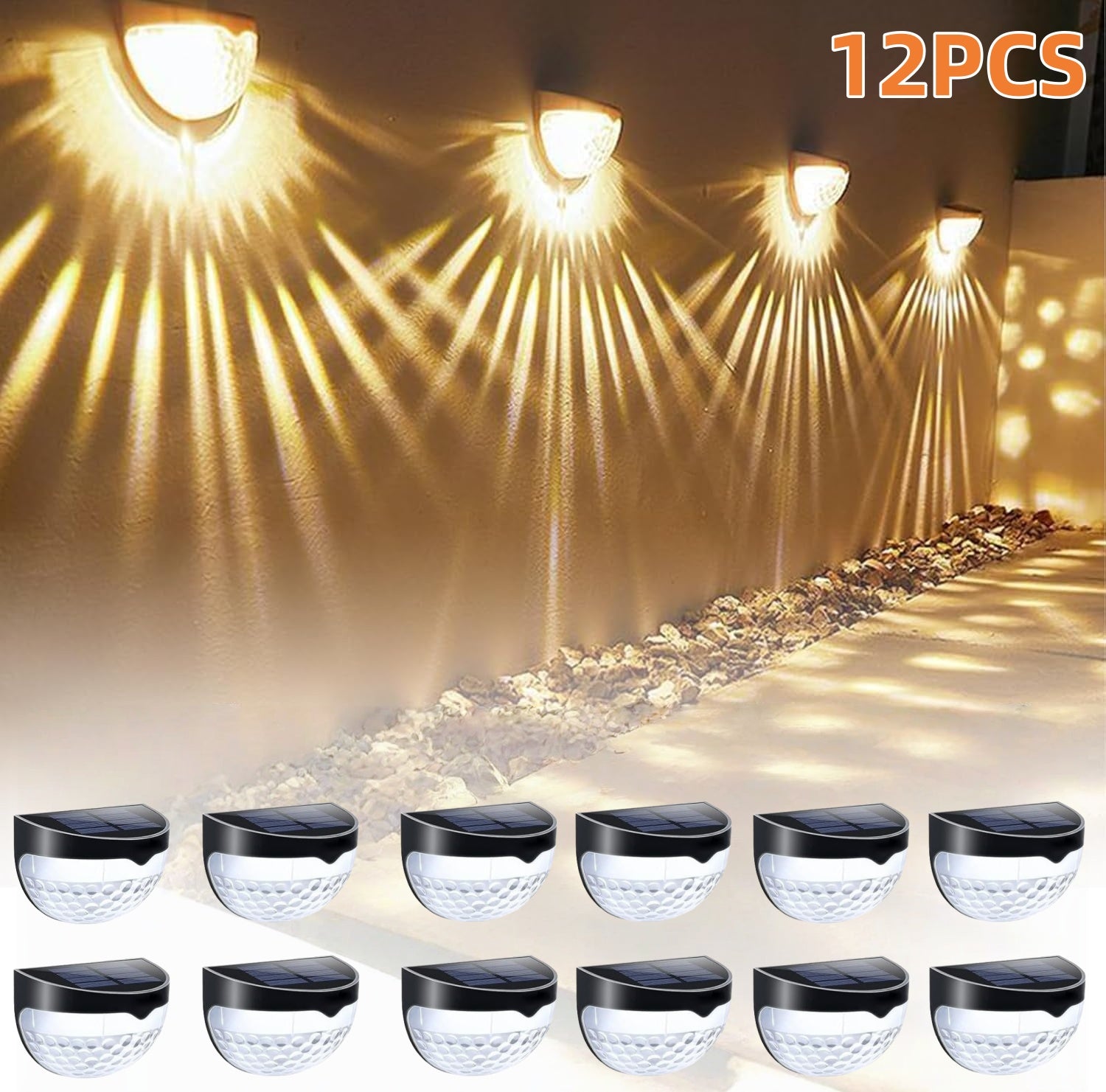 Solar Fence Lights Waterproof Deck Step Wall Lights Outdoor 6 Pack