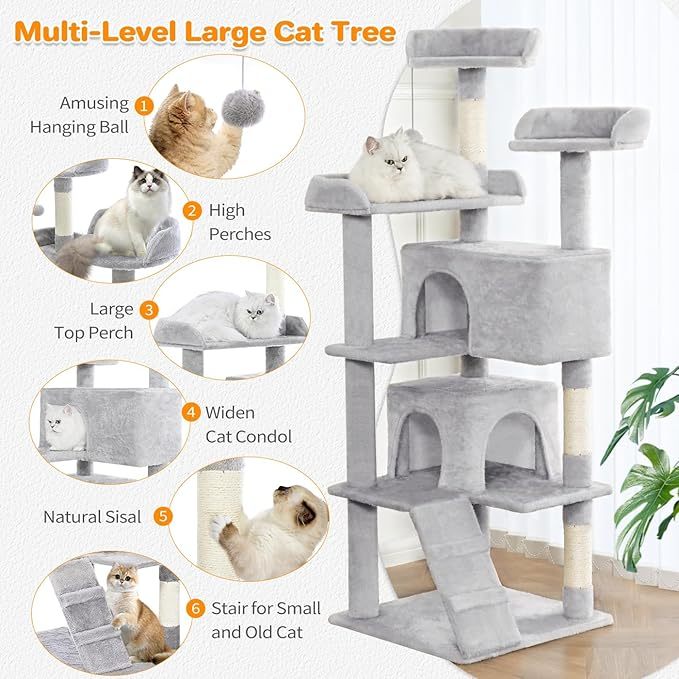 Premium Multi Level Cat Tree with Condos Scratching Posts and Toys