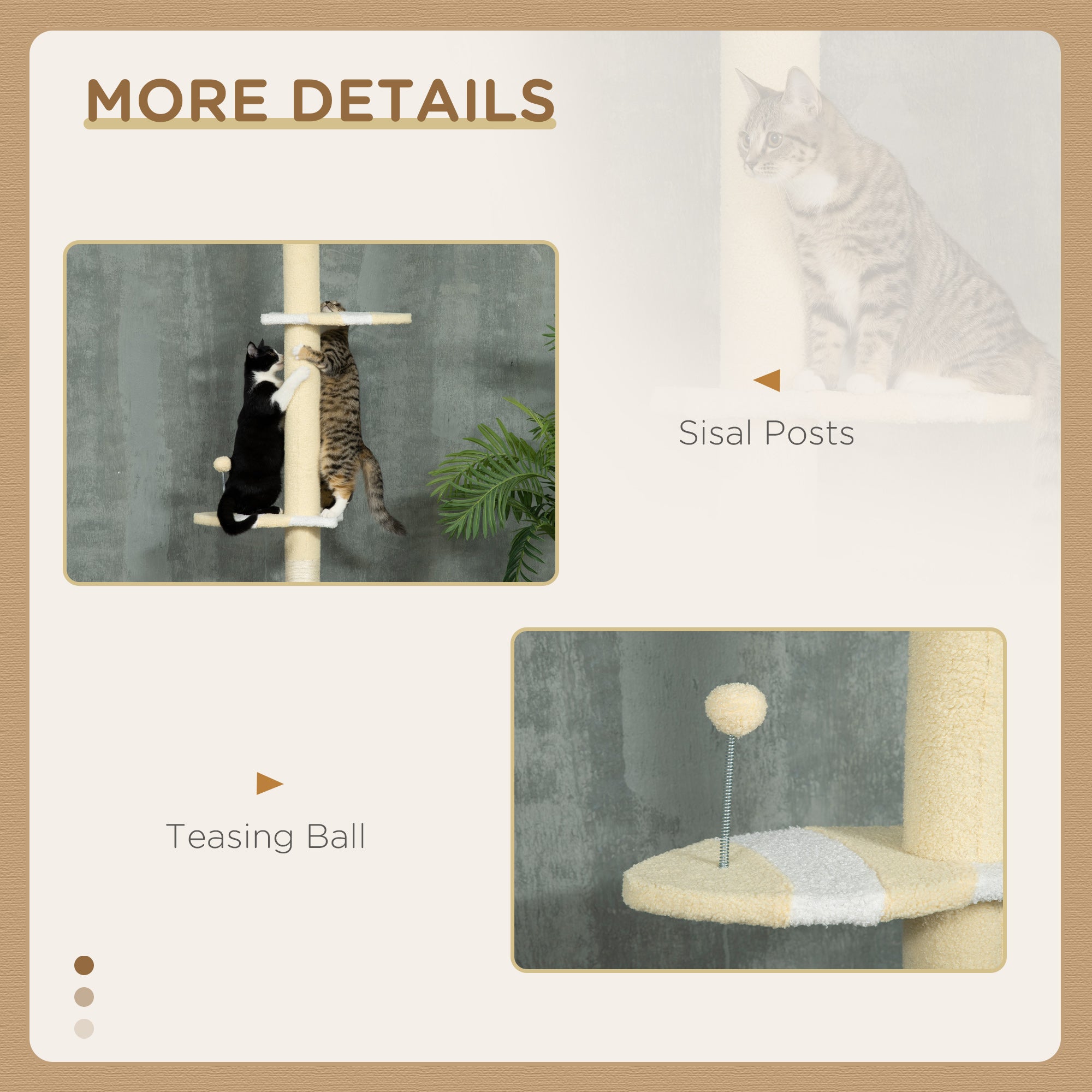 Premium 4 Tier Floor to Ceiling Cat Tree Adjustable Indoor Tower