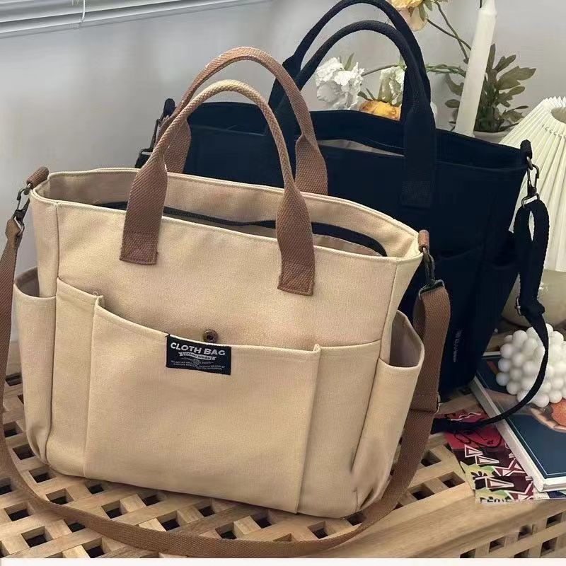 Large Capacity Canvas Shoulder Bag for Daily Commuting and Travel Use Bag