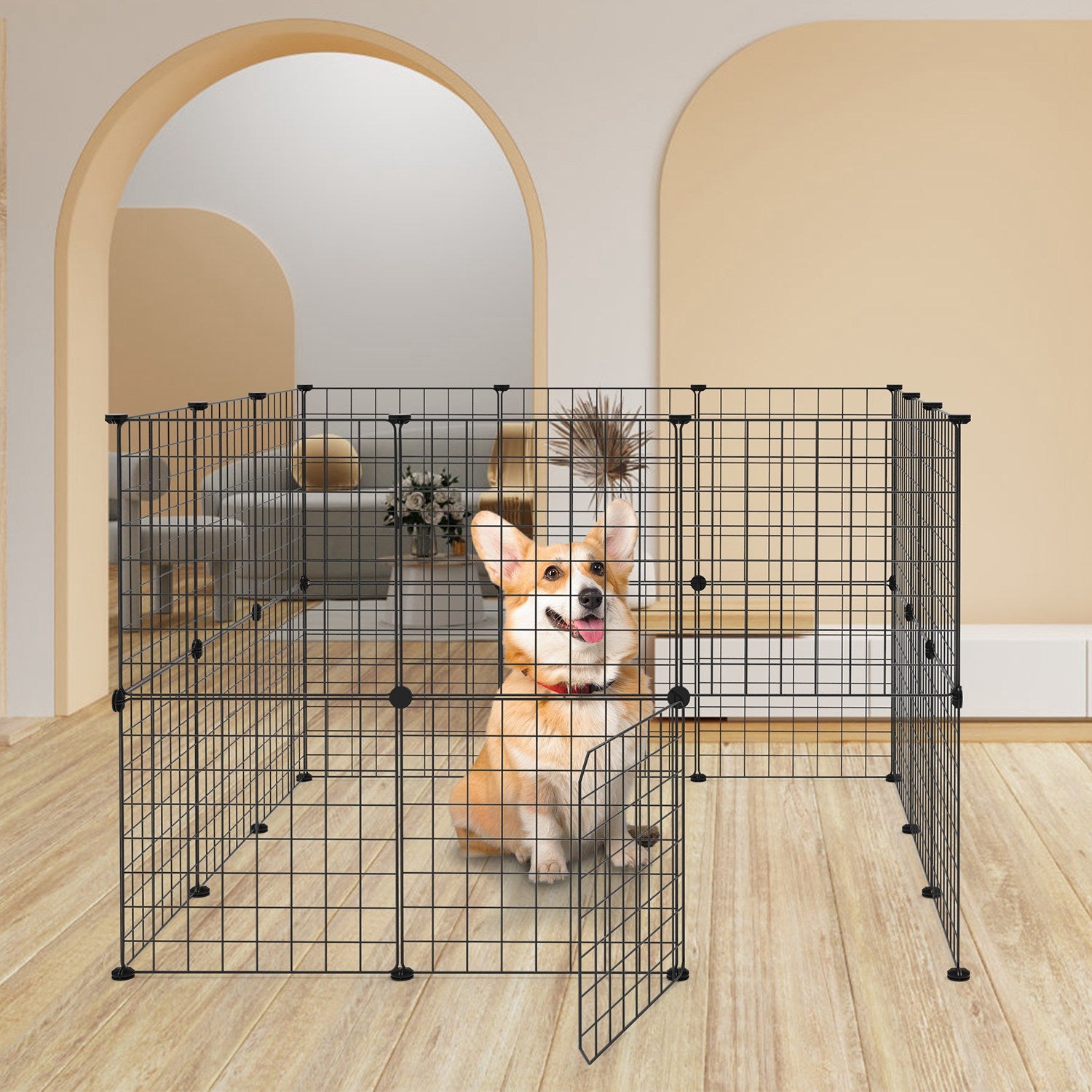 Small Animal Playpen Metal Fence with Door for Indoor Outdoor