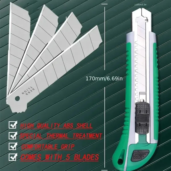 2pcs Utility Knife Set Retractable & Folding Cutter SK5 Blades