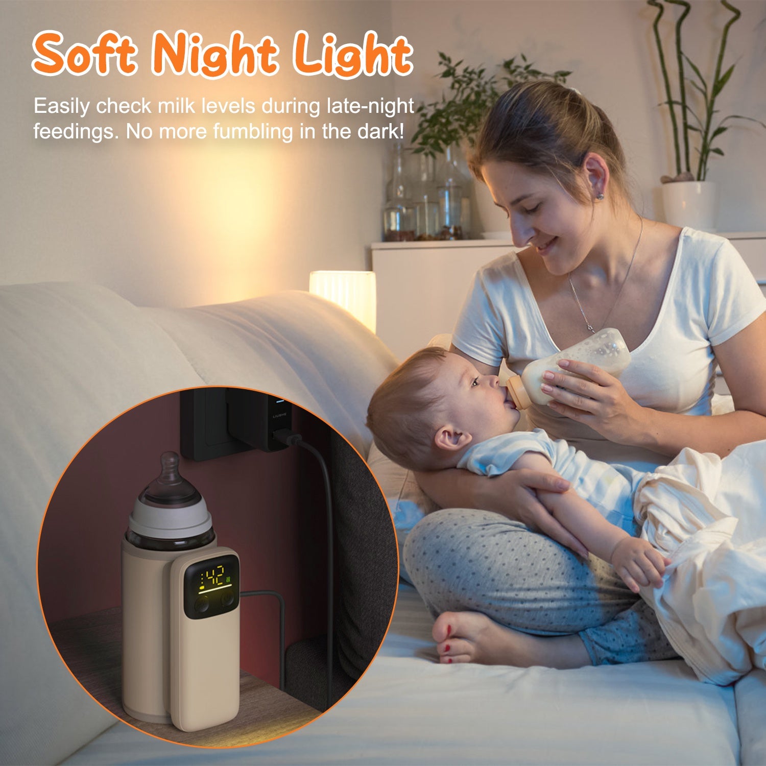 Portable Baby Bottle Warmer USB Rechargeable 6 Temperature