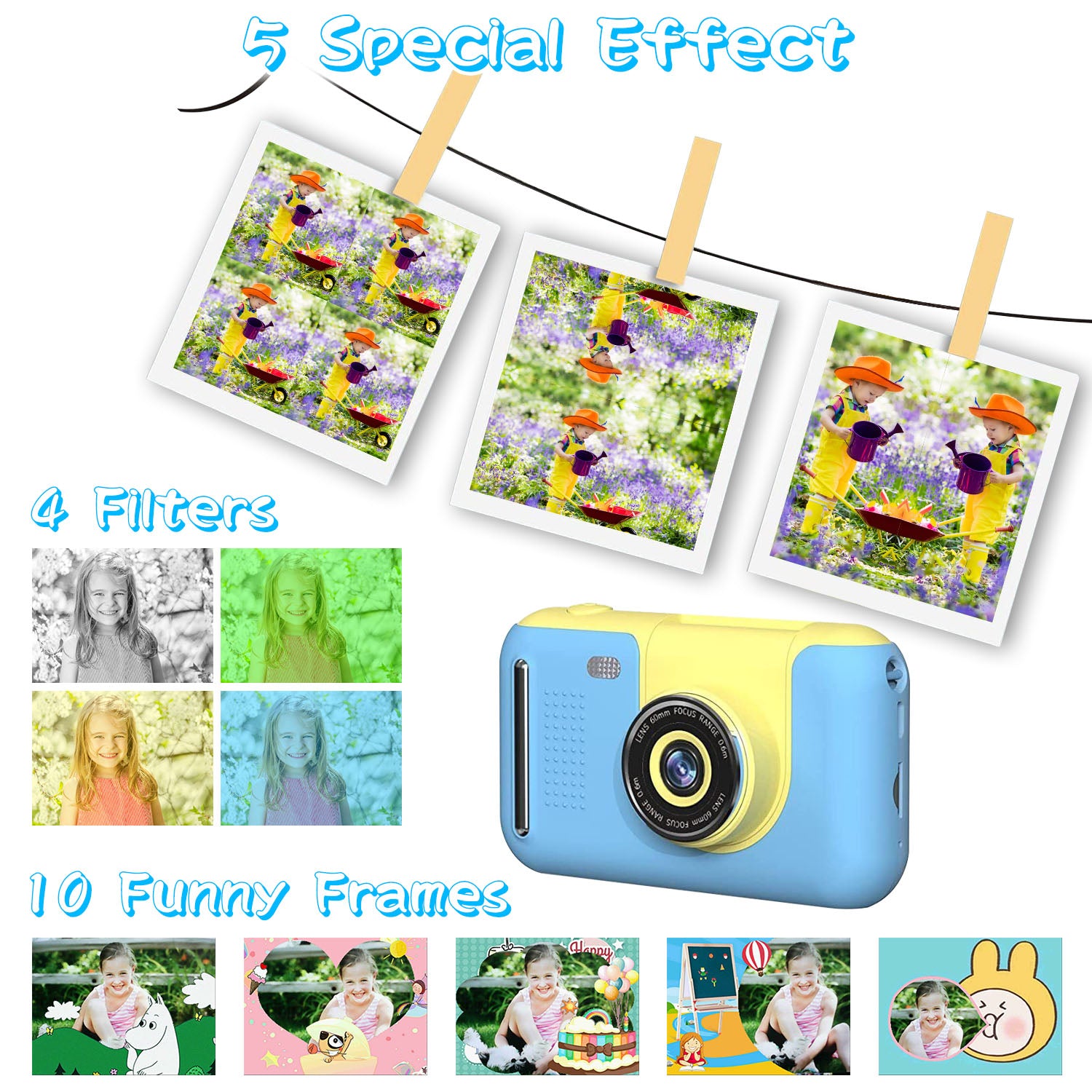 Kids Digital Camera Flip Lens HD Video Camcorder with Tripod