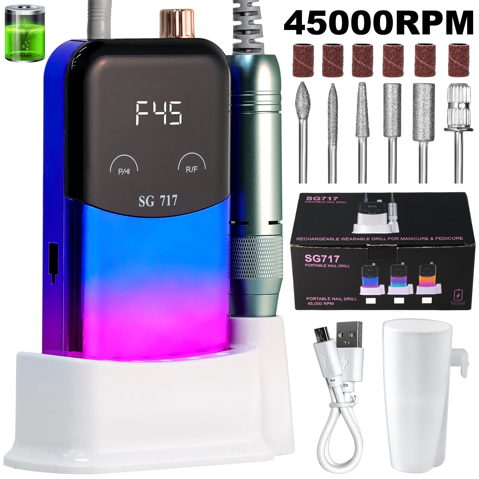 45000RPM Gradient Rechargeable Nail Drill