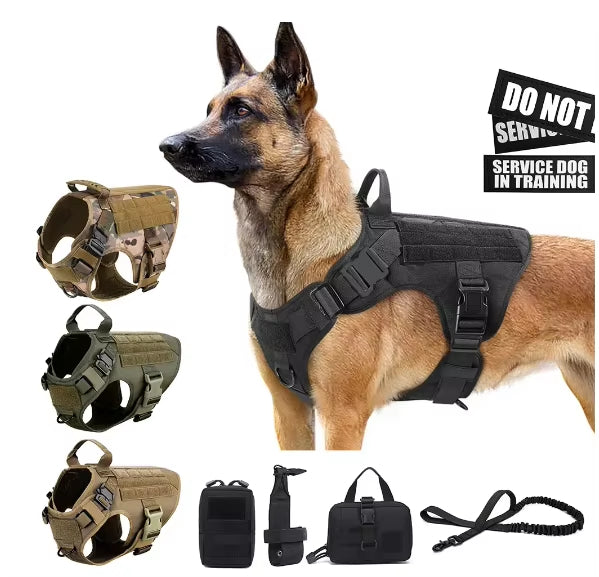 Premium Camouflage Dog Harness Leash Set Luxury Chest Control