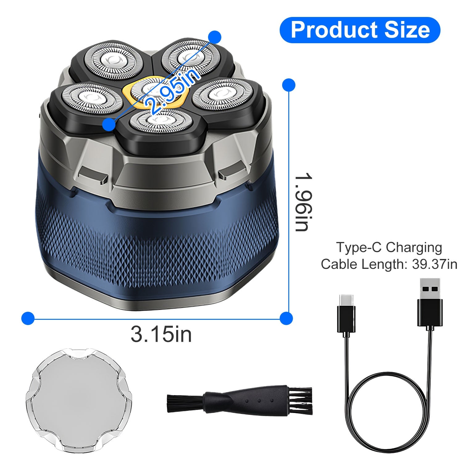 Cordless Electric Head Shaver for Men 6D Waterproof LED Trimmer