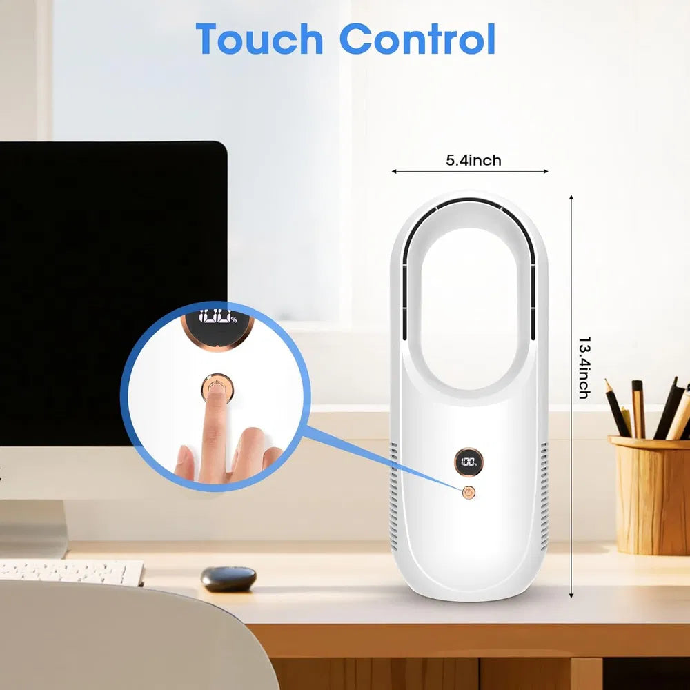 Portable Bladeless Desk Fan Rechargeable 6 Speed Quiet Cooling