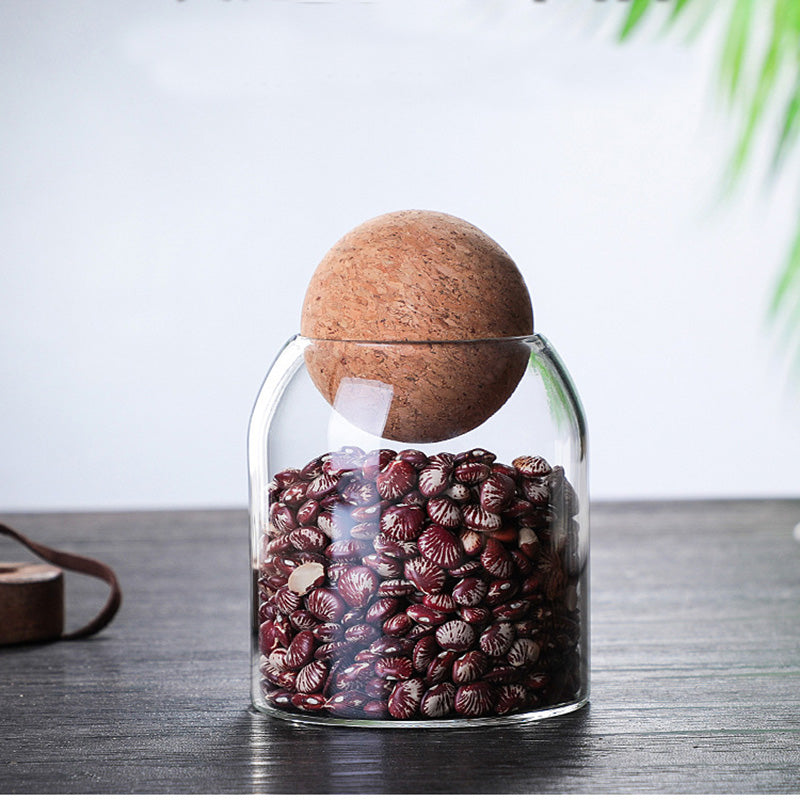 Glass Storage Jar with Cork Lid Minimalist Tea Coffee Container