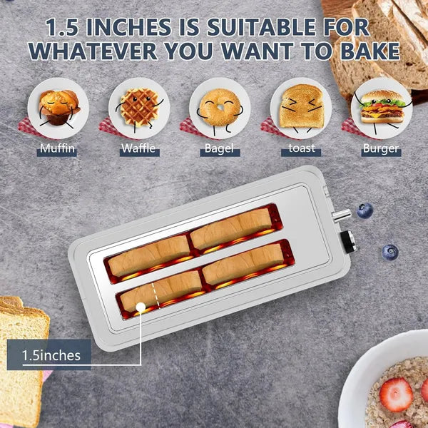 4 Slice Toaster with Extra Wide Slots and 6 Settings