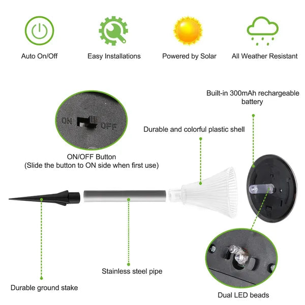 Color Changing Solar Garden Lights Waterproof Pathway Lights 4 Pack