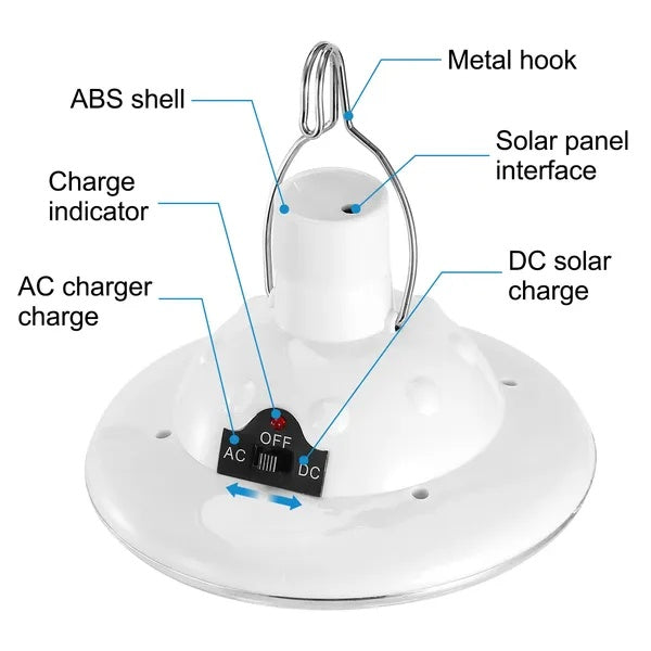 Solar Camping Light Portable LED Lantern Rechargeable Hanging