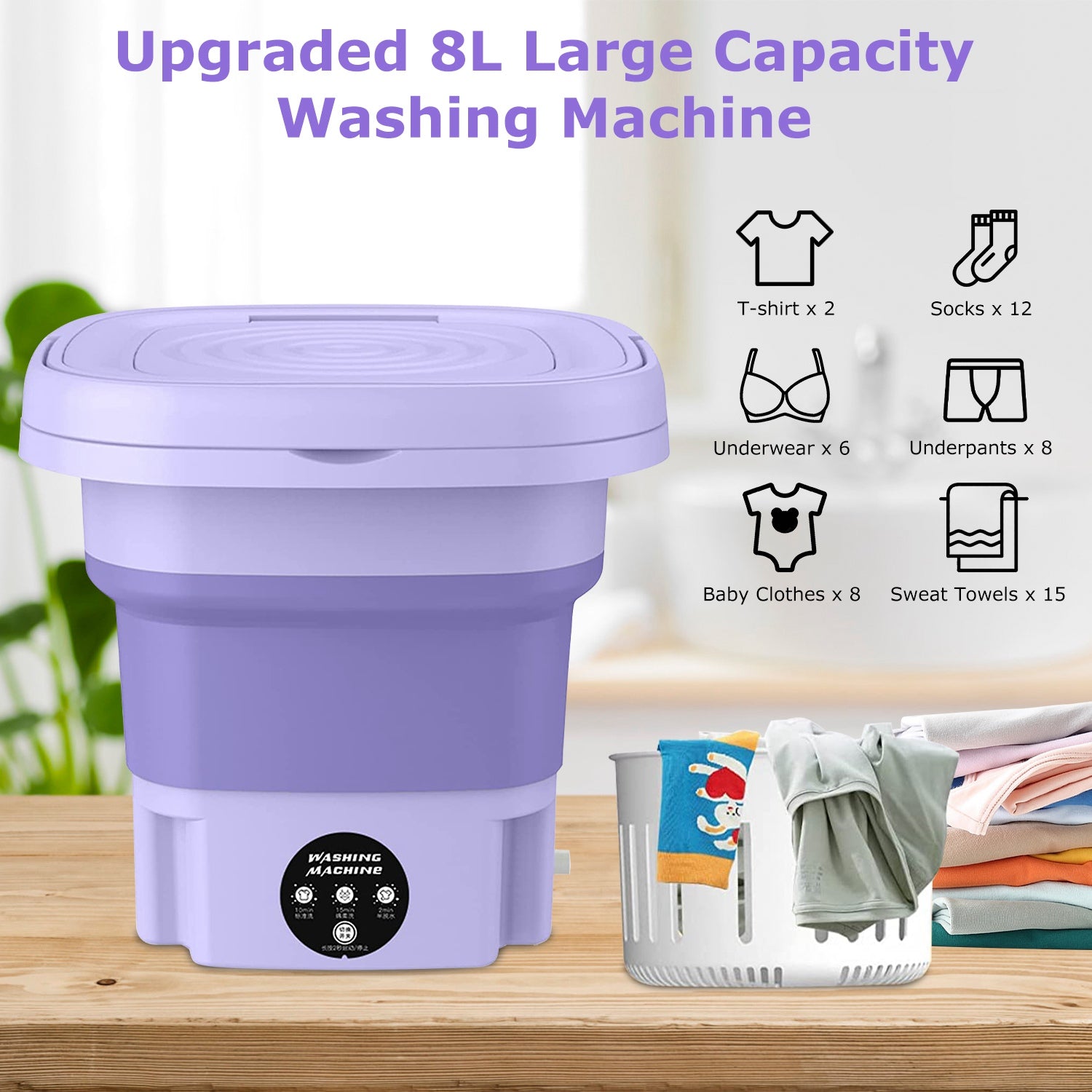 Powerful Foldable Portable Washing Machine Compact Laundry
