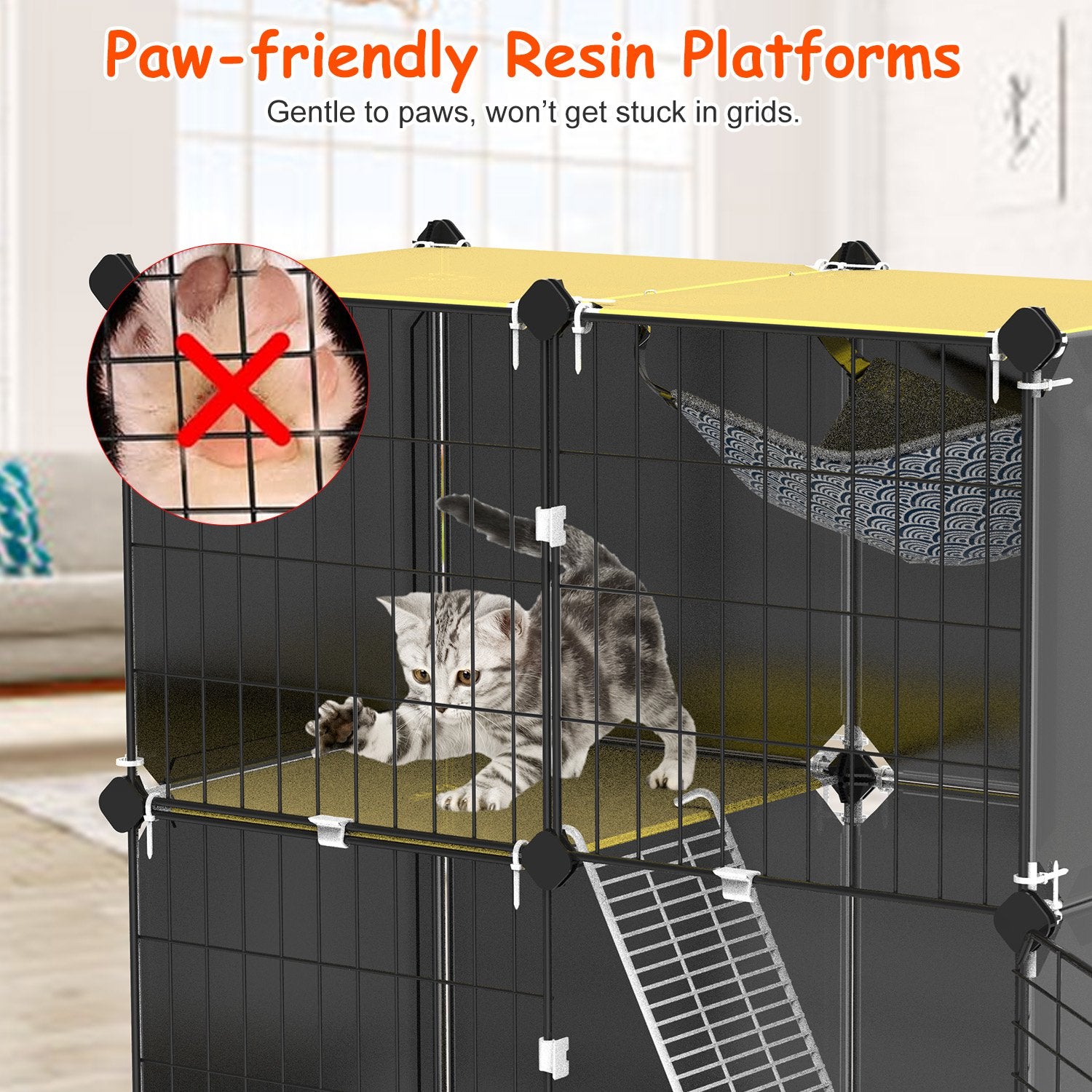 Premium 3 Tier Indoor Cat Cage with Hammock and Ladder