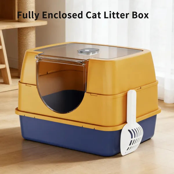 Enclosed Cat Litter Box with Odor Control – Spacious Covered Cat Toilet for Large Cats