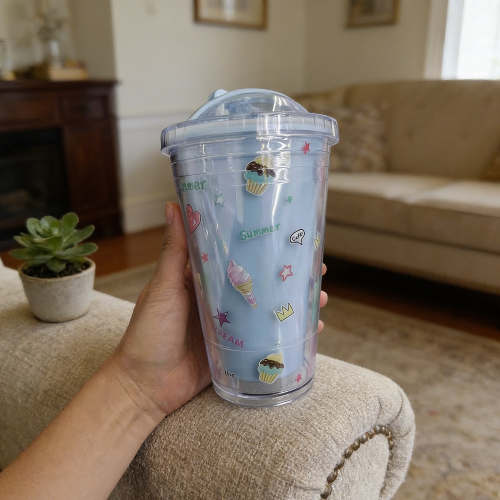 Ice Cream Drinking Bottle-Blue 450ML