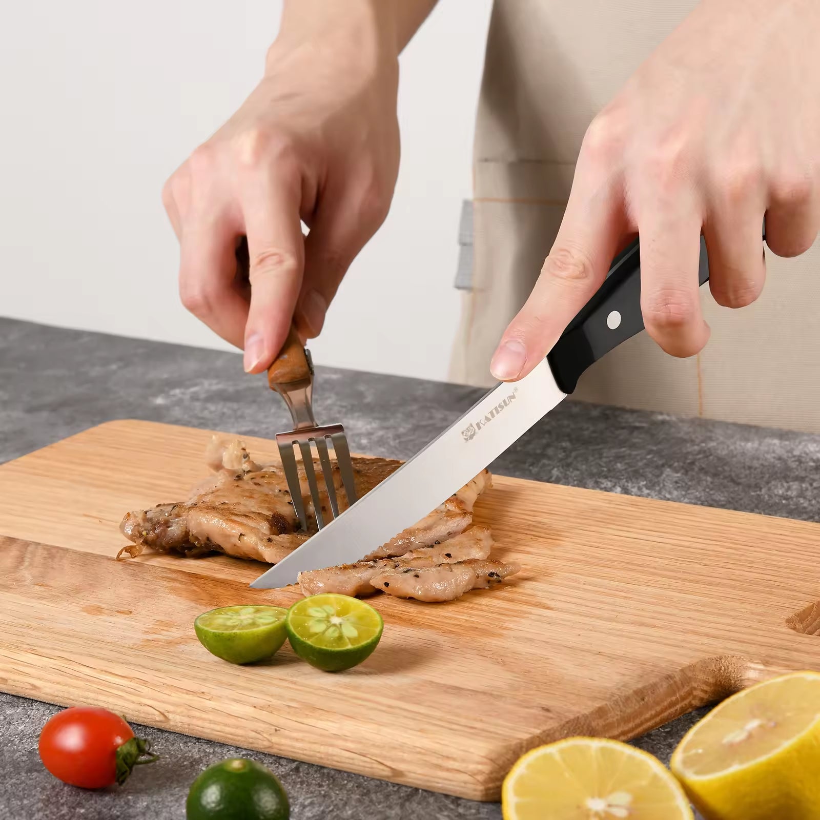8PCS Steak Knife Set Carbon Steel with Ergonomic Handles