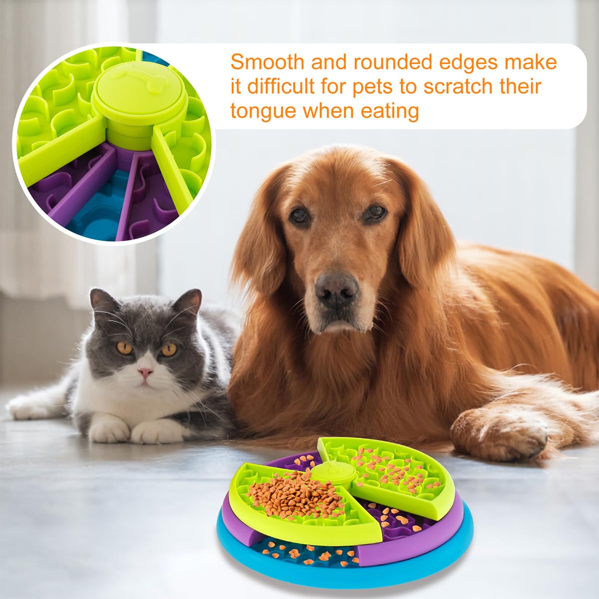3 in 1 Slow Feeder Dog Bowl with Lick Mat Interactive Puzzle
