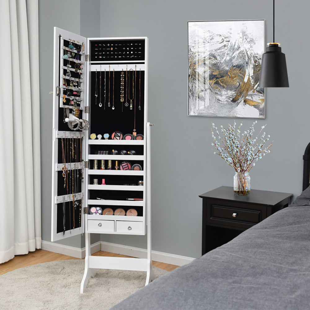Luxury Lockable Mirrored Jewelry Cabinet Organizer Storage