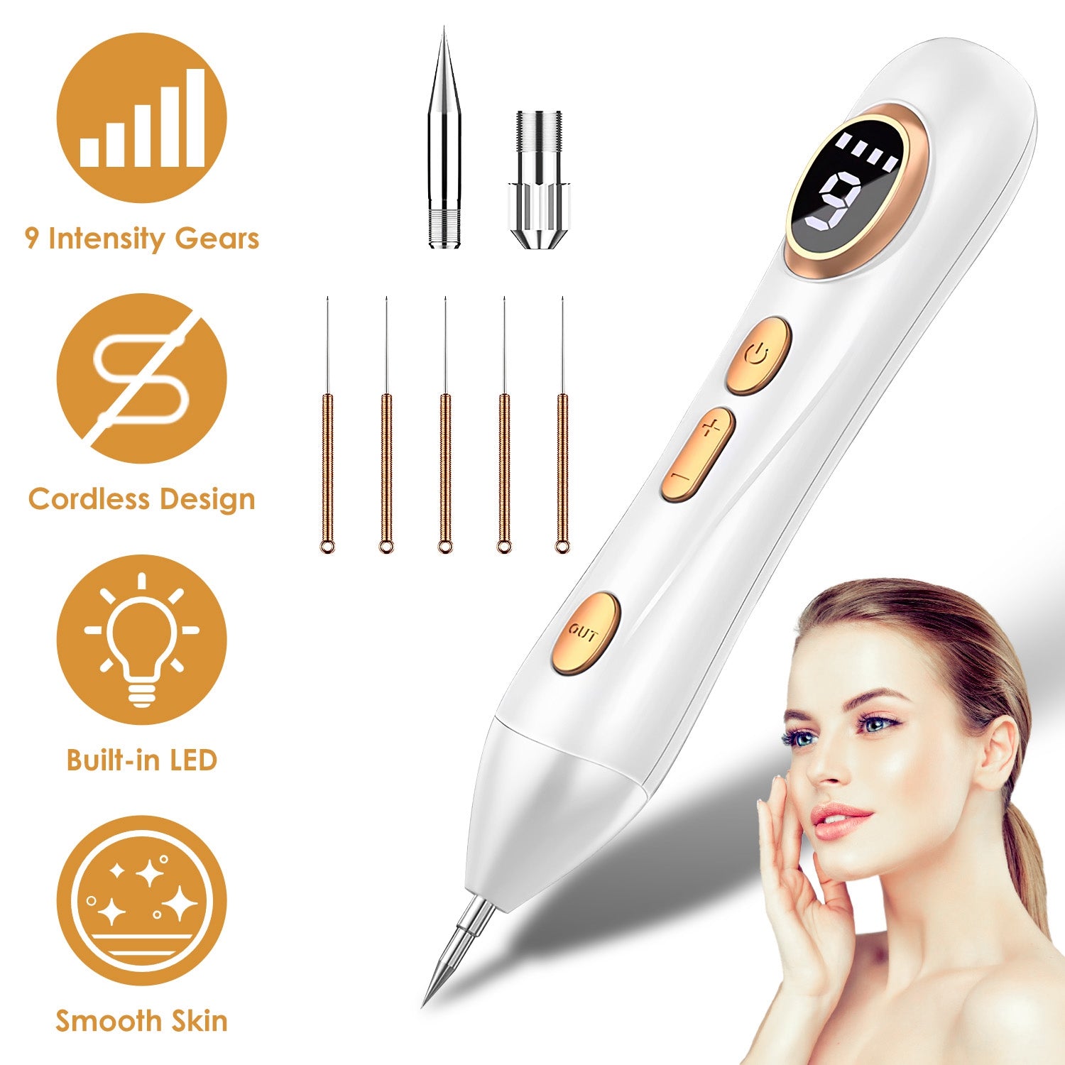 Portable Skin Tag Remover Pen with LED Light and 9 Intensity Gears