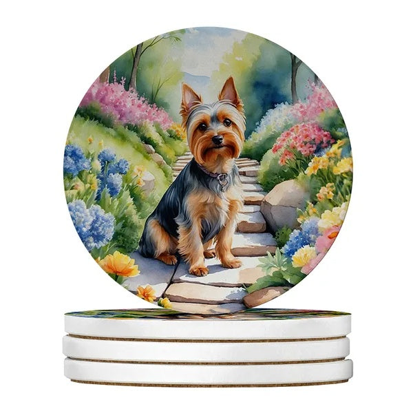 Silky Terrier Sandstone Coasters Set Decorative Drink Coasters