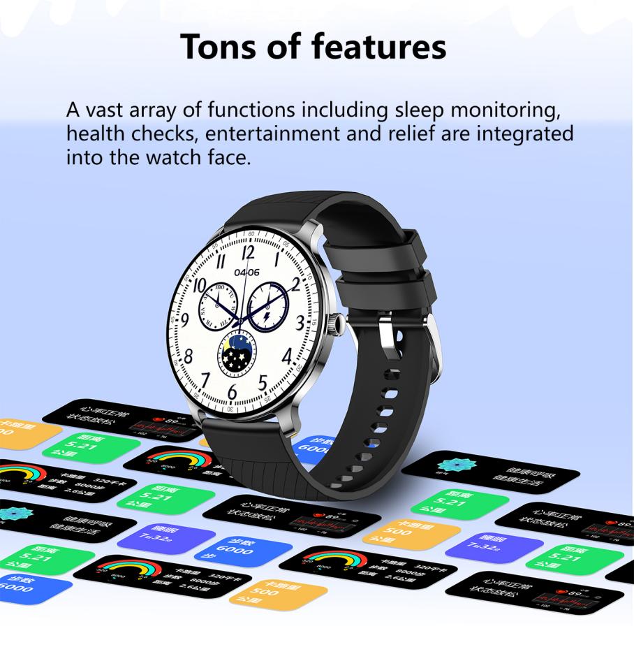 Ultra Slim Smartwatch for Men Women AMOLED Fitness Watch IP67 Waterproof
