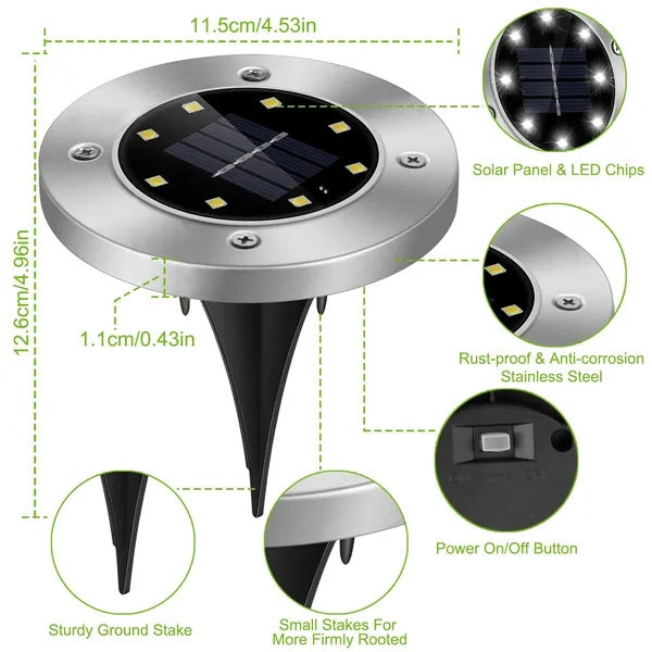 Ultra Bright Solar Ground Lights Waterproof Outdoor Pathway LED