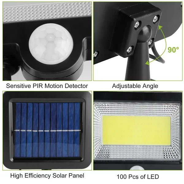 Solar Motion Sensor Wall Light 100 LED Waterproof Security Lamp