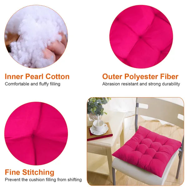 4PCS Thick Chair Seat Cushions 17.7in Soft Tie On Pads for Home Use