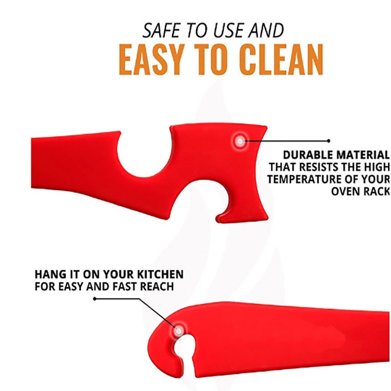 Silicone Oven Rack Push Pull Tool with Long Handle