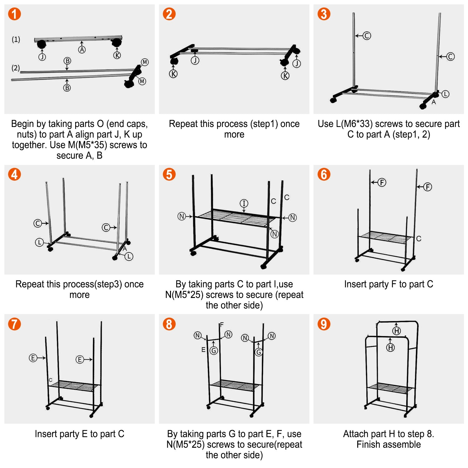 Heavy Duty Rolling Garment Rack with Shelf Clothes Organizer