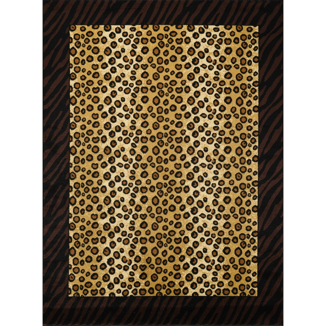 Animal Print Area Rug 2x3 Black Polypropylene Accent Rug