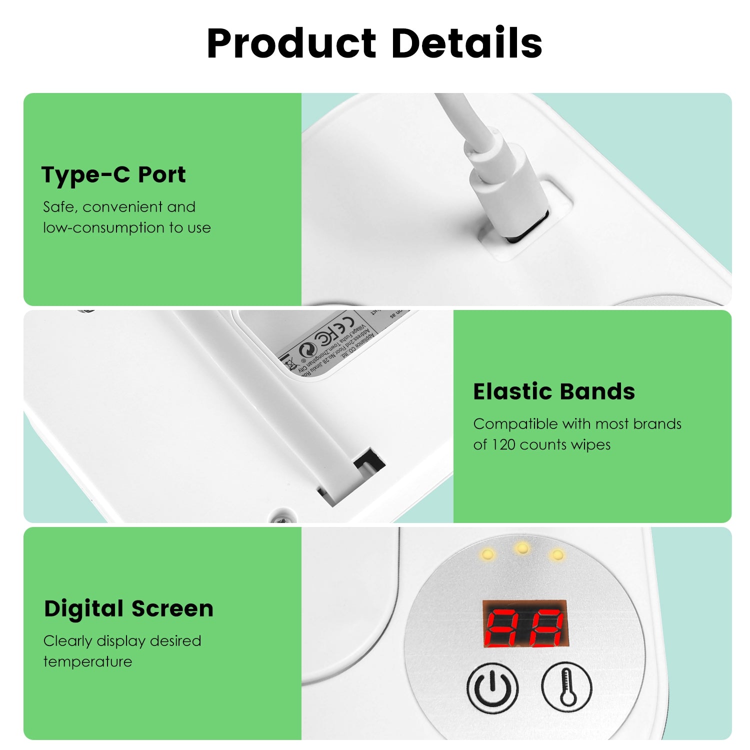 Baby Wipe Warmer Type C Portable Wet Wipes Dispenser