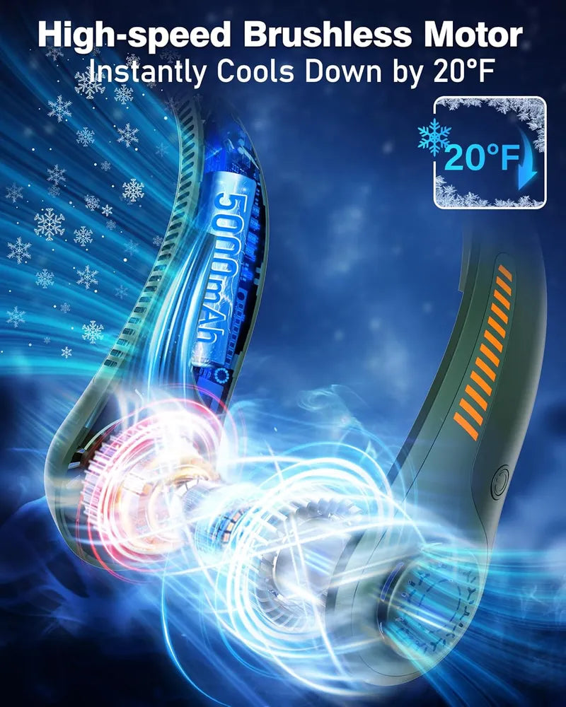 Powerful Portable Neck Fan Rechargeable Hands Free Cooling