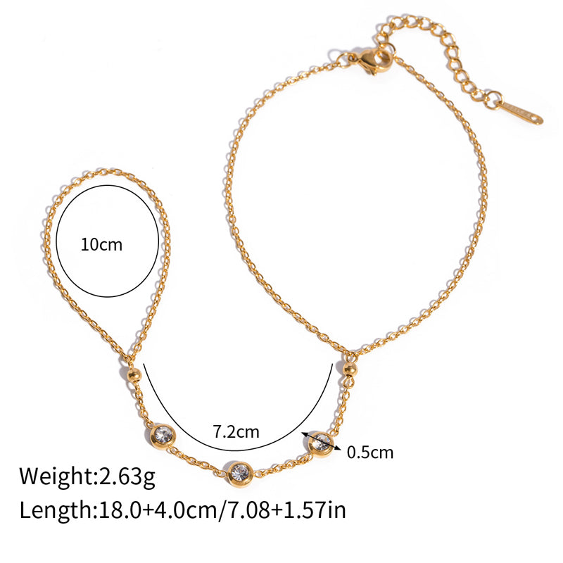 Trendy Gold Hand Chain Bracelet Dainty Ring Boho Jewelry
