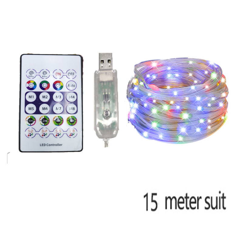 RGB LED Rope Lights Remote Control Outdoor Fairy String Lights