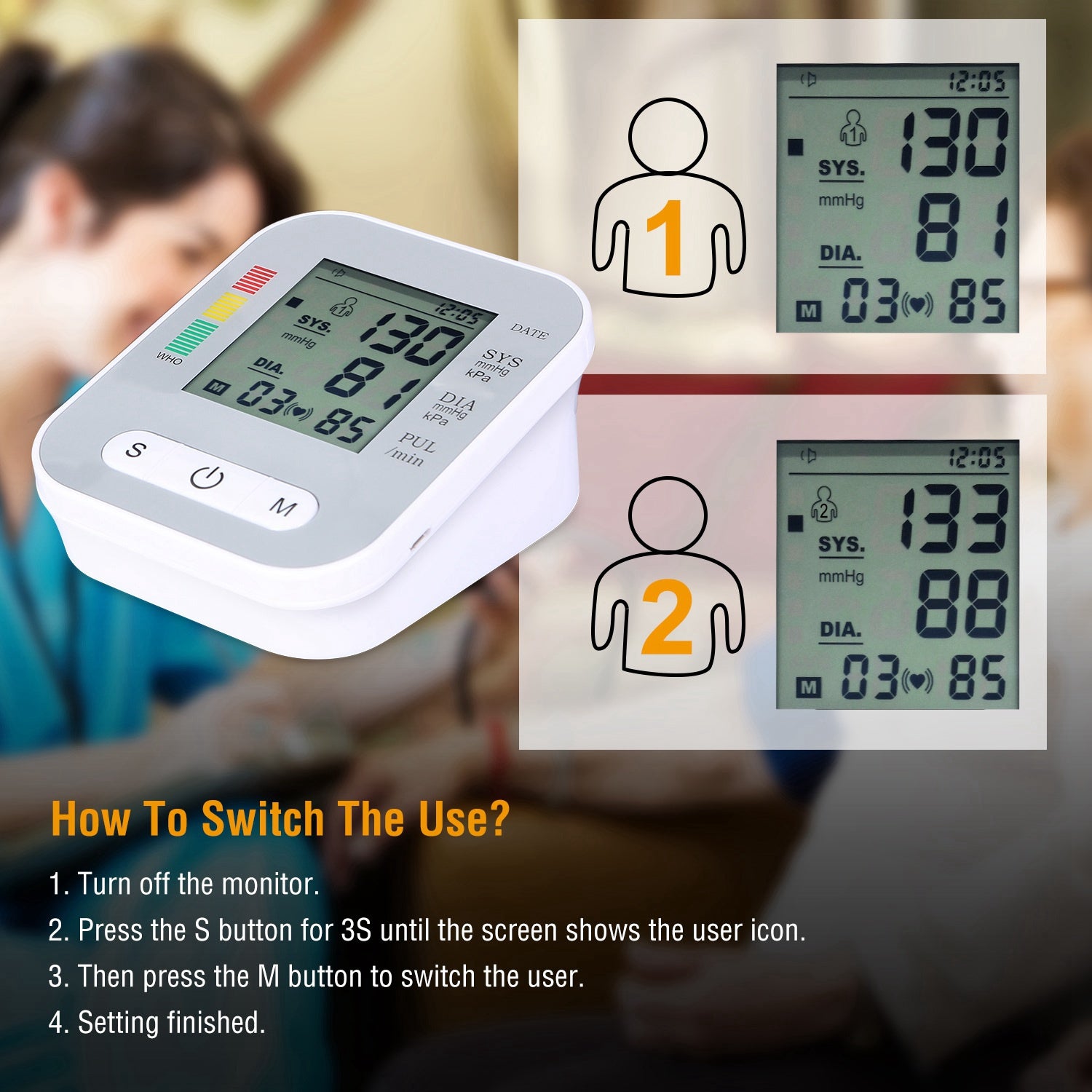 Digital Arm Blood Pressure Monitor LCD Voice BP Machine