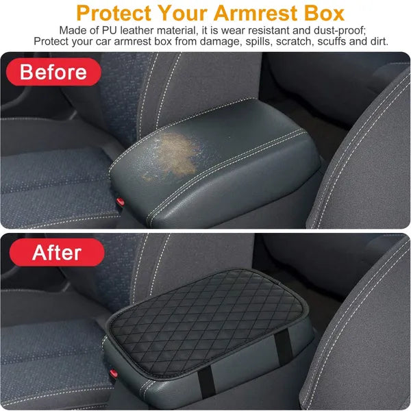 Car Armrest Pad Cover PU Leather Anti-Slip Center Console Cushion