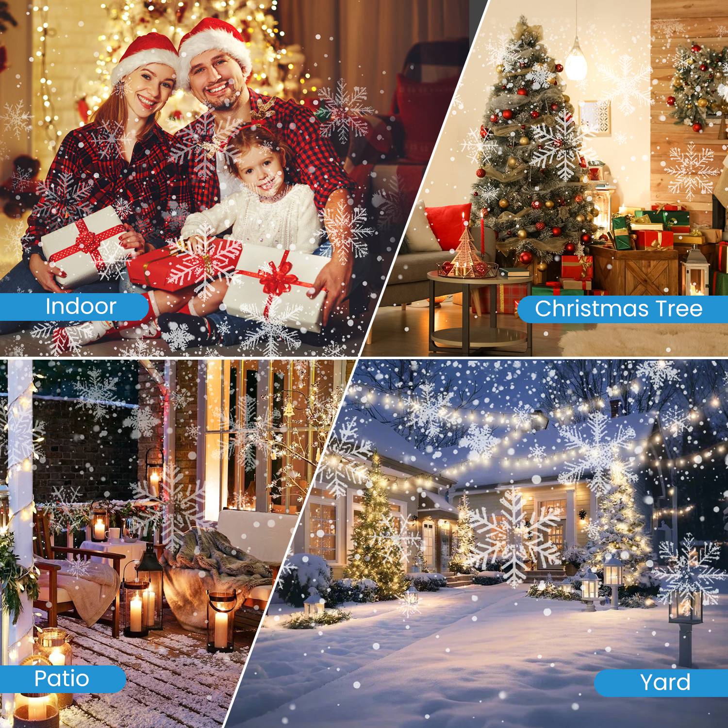 Magical Snowflake LED Projector Light Waterproof Dual Head Xmas
