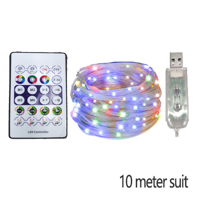 RGB LED Rope Lights Remote Control Outdoor Fairy String Lights