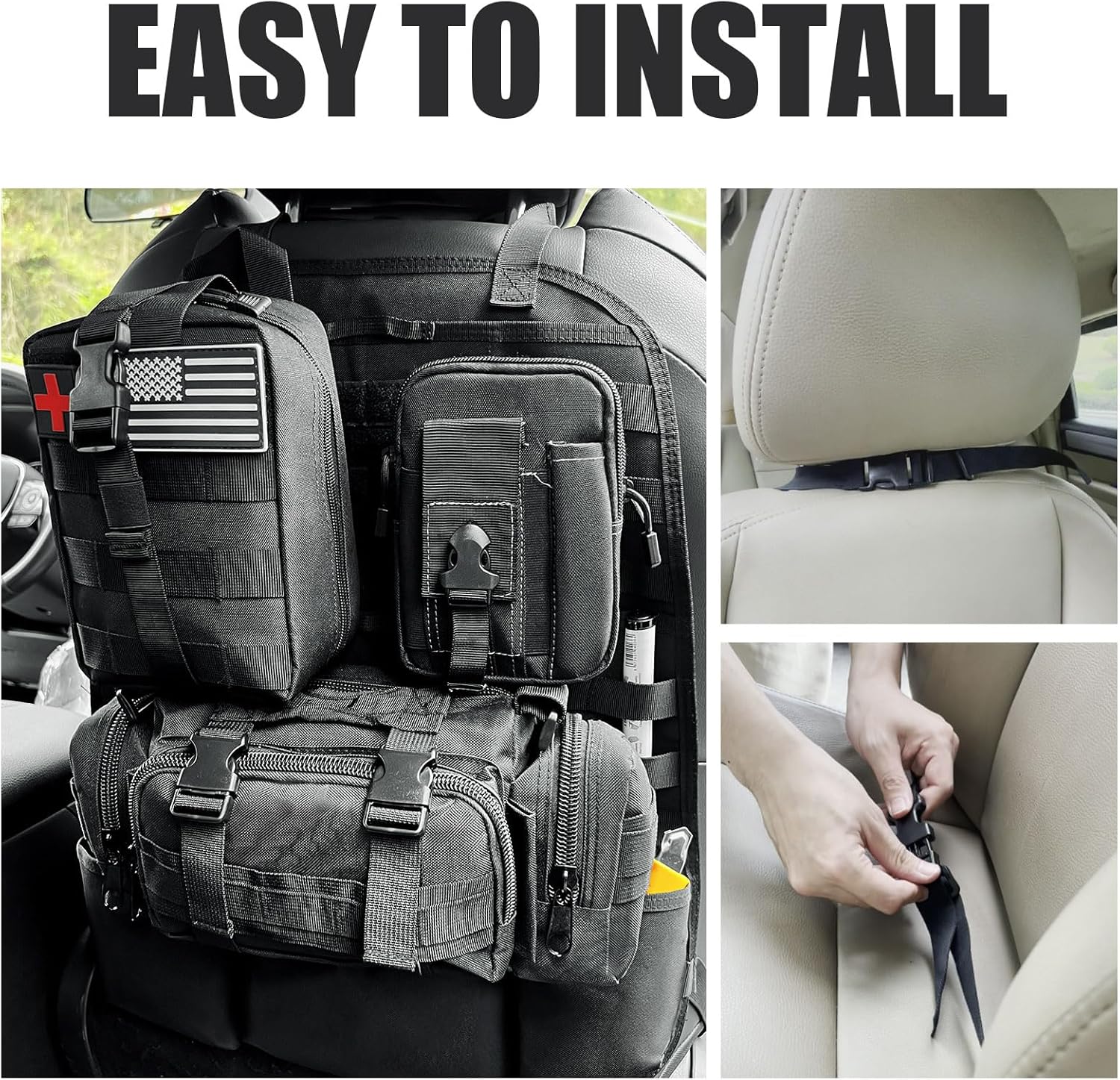Car Back Seat Organizer with Detachable Pouches Storage Set