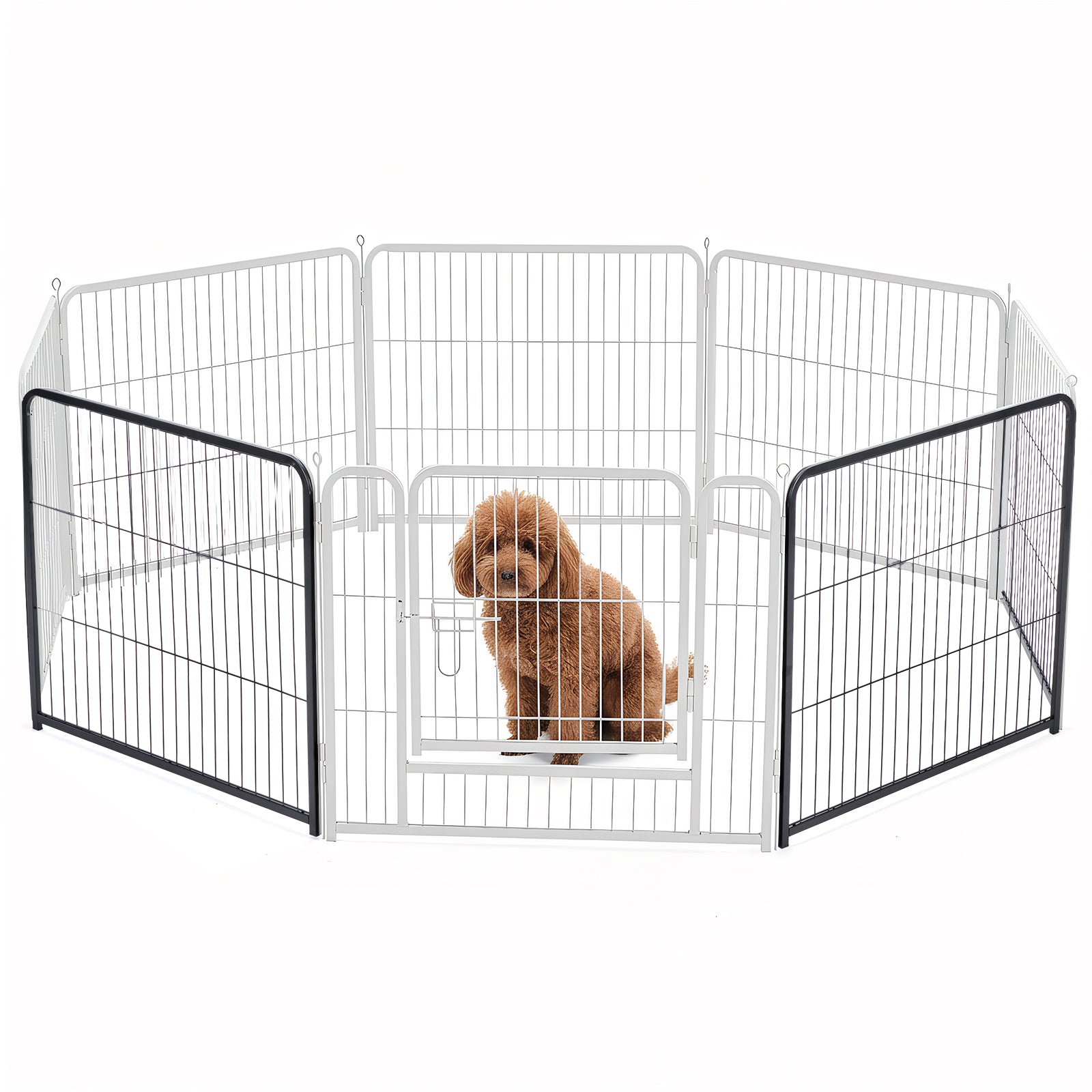 Foldable Metal Pet Fence with Door – Outdoor Playpen for Small, Medium & Large Dogs